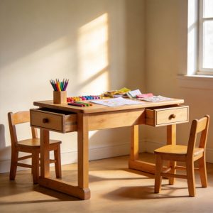 Wooden Play Table with Drawers