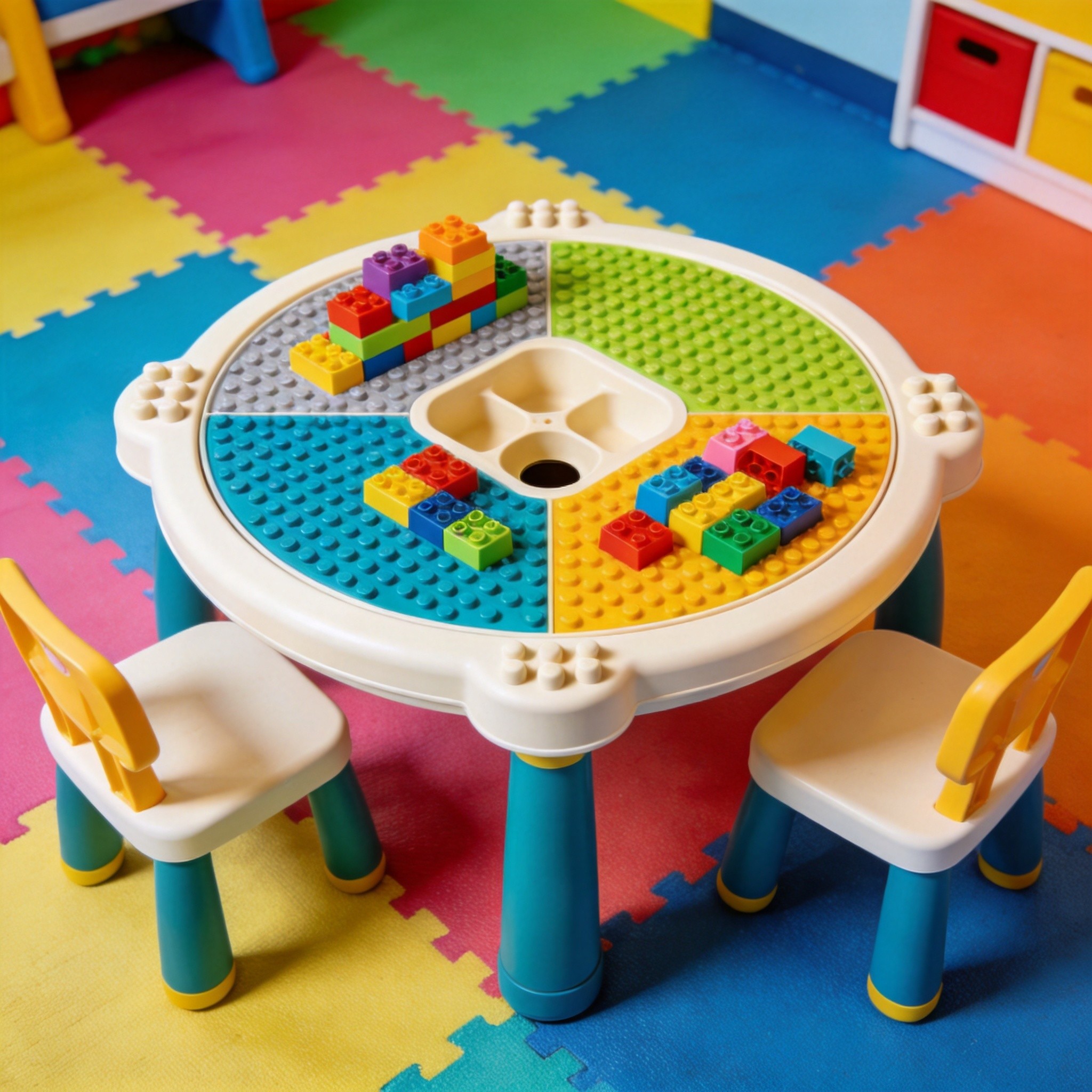 Round Building Brick Activity Table